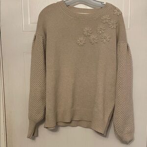 Jessica Simpson Beige Sweater with Floral Details